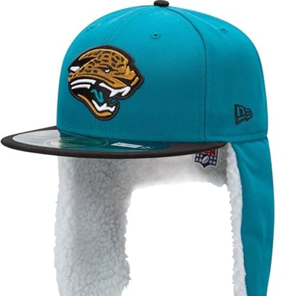 RARE Nwt New Era Jacksonville Jaguars DogEar Sherpa Ear Flap Winter Hat 59Fifty
